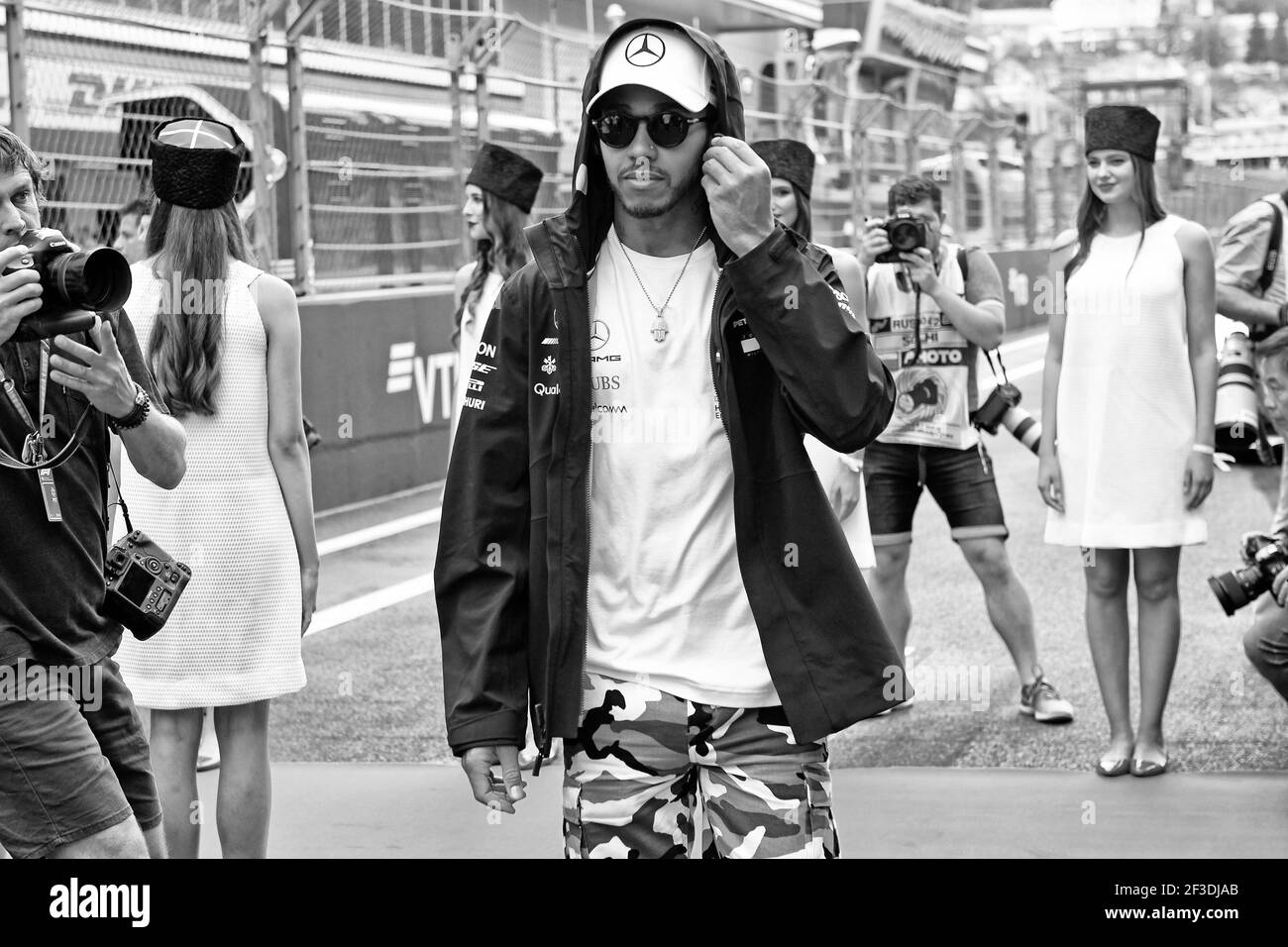 HAMILTON Lewis (gbr), Mercedes AMG F1 Petronas GP W09 Hybrid EQ Power+, portrait drivers parade during the 2018 Formula One World Championship, Russia Grand Prix from September 27 to 30 in Sotchi, Russia - Photo Eric Vargiolu / DPPI Stock Photo