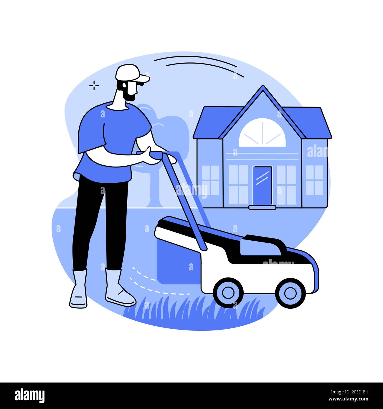 Lawn mowing service abstract concept vector illustration. Stock Vector