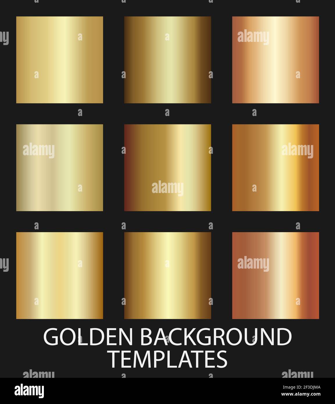 set of gold colored gradient background templates, vector illustration Stock Vector