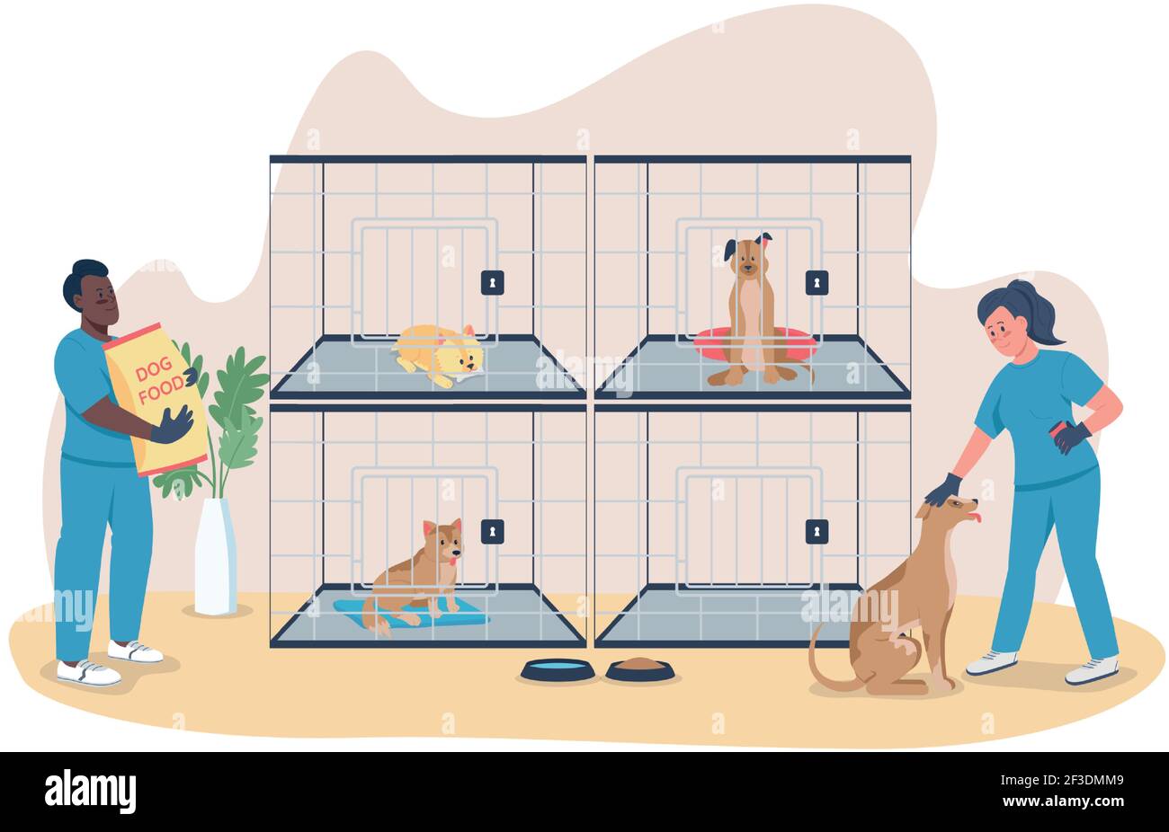 Veterinary care for dogs 2D vector web banner, poster Stock Vector