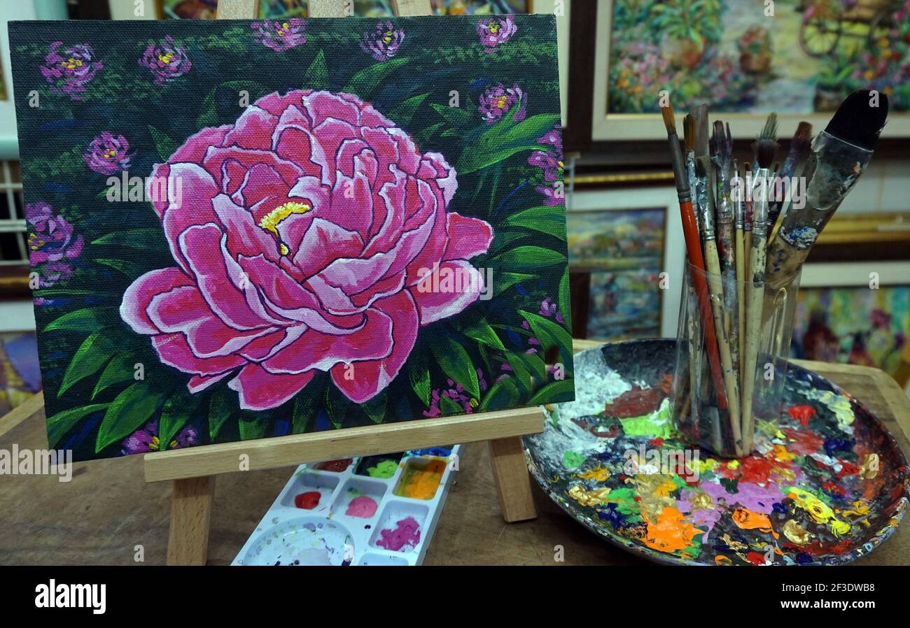 Art oil ,color, painting, flower , abstract , design , background , thailand Stock Photo