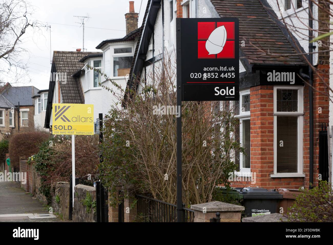 Two of my Neighbours in Lewisham, both sell their houses during the Covid Pandemic  lockdown Stock Photo