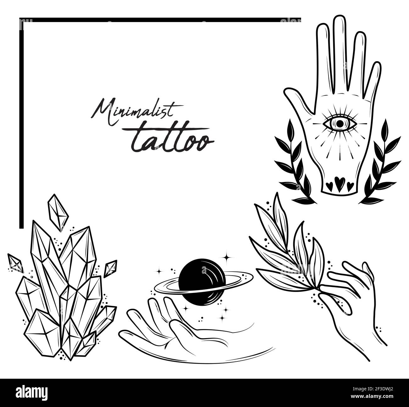 Set Of Tattoo In Minimalism. Thin Line Shapes Collection Of Space And  Nature Symbols Royalty Free SVG, Cliparts, Vectors, and Stock Illustration.  Image 150378968.