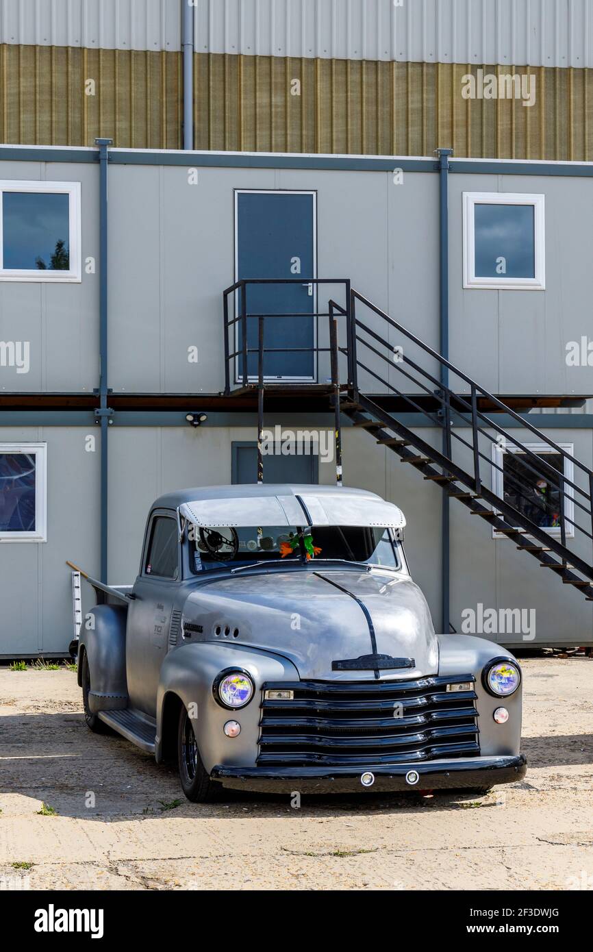 Restored and modified 1950's Chevrolet 3100 pickup truck on