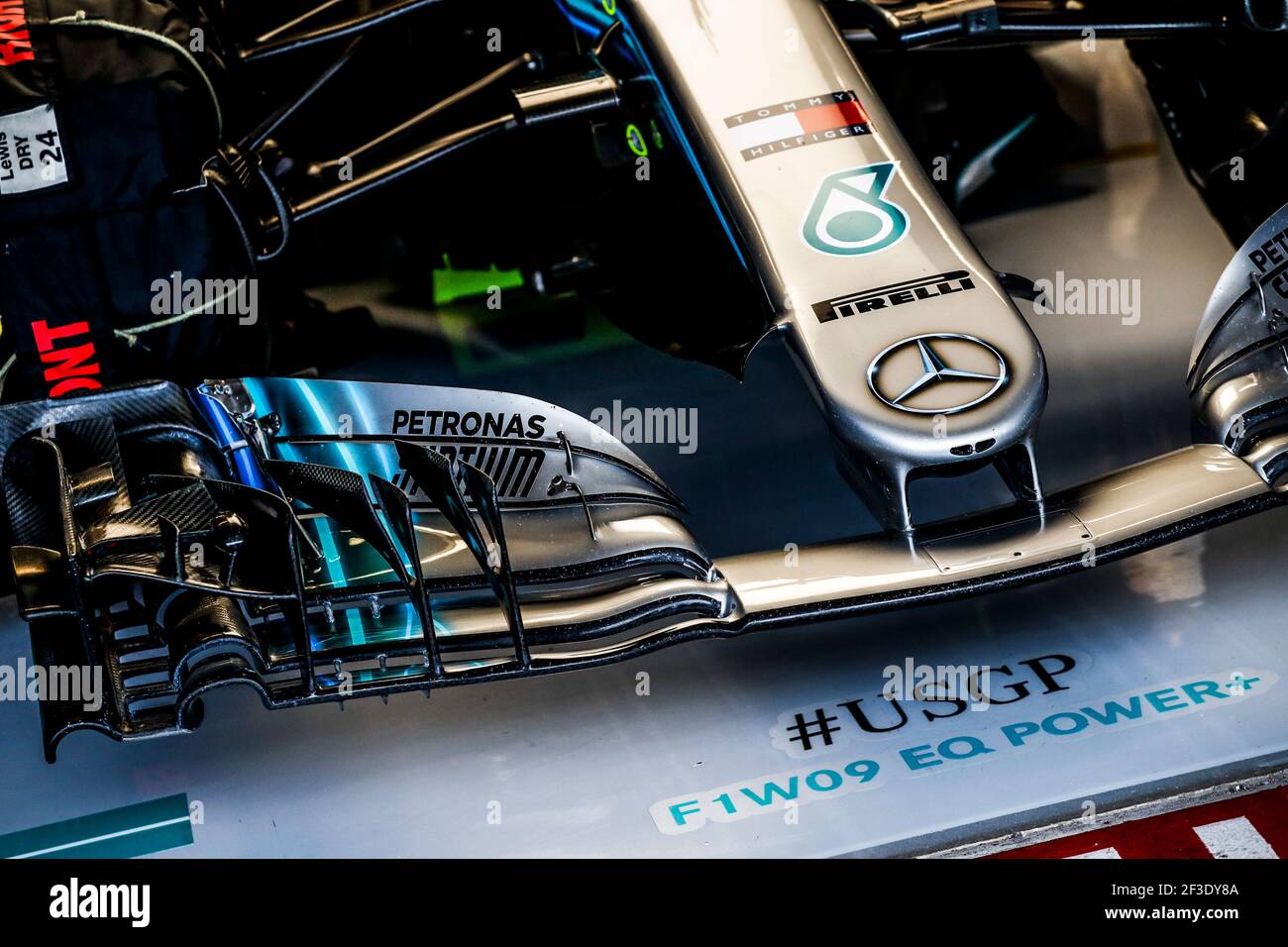 Mercedes AMG F1 Petronas GP W09 Hybrid EQ Power+, Mechanical detail of the front wing during the 2018 Formula One World Championship, United States of America Grand Prix from october 18 to 21 in Austin, Texas, USA - Photo Florent Gooden / DPPI Stock Photo