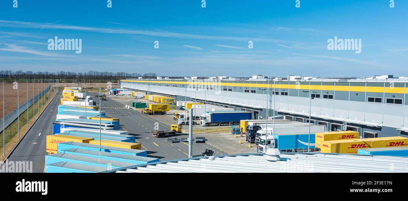 Beautiful Aerial view of an Amazon logistics / distribution warehouse