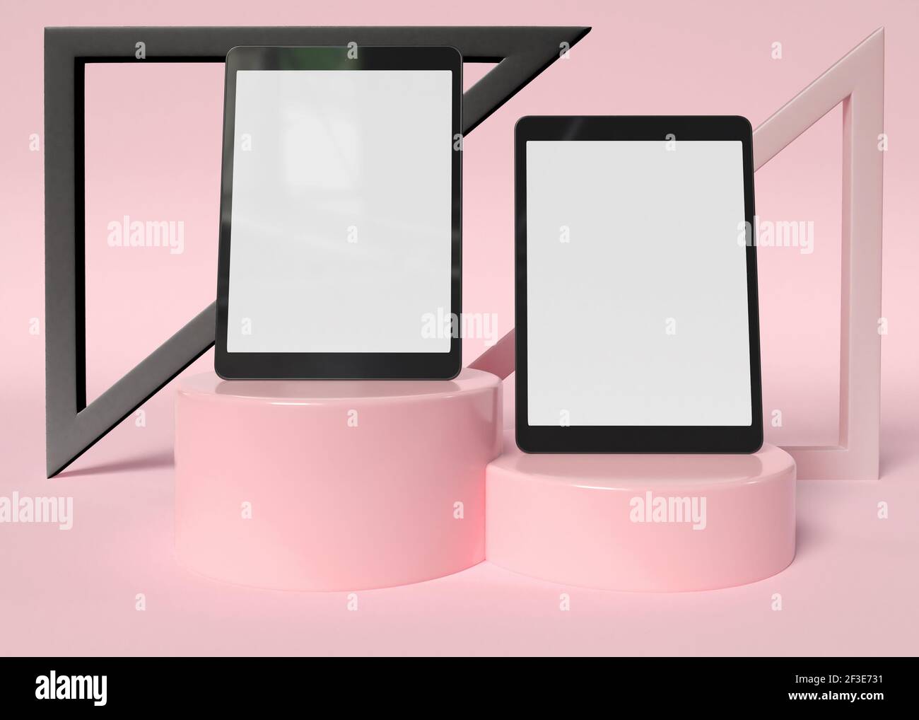 3D Illustration. Two digital tablets with blank screens Stock Photo - Alamy