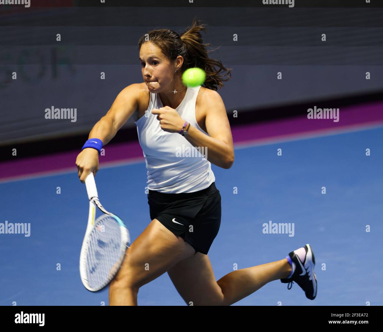 Daria Kasatkina of Russia seen in action during a match against Clara Tauson of Denmark at the St
