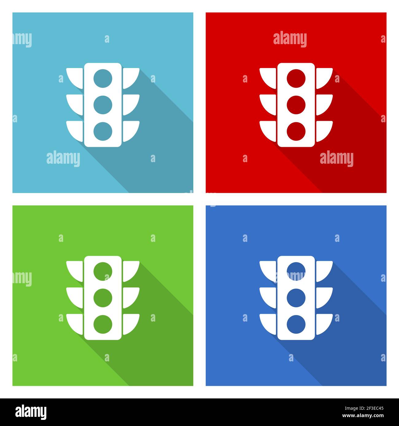 Traffic lights icon set, flat design vector illustration in eps 10 for ...