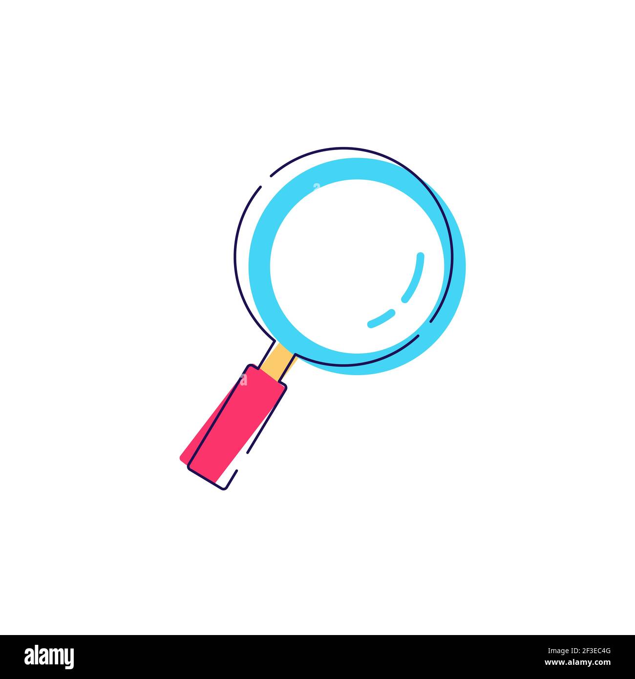 Magnifying glass icon cartoon flat vector sign Stock Vector Image & Art