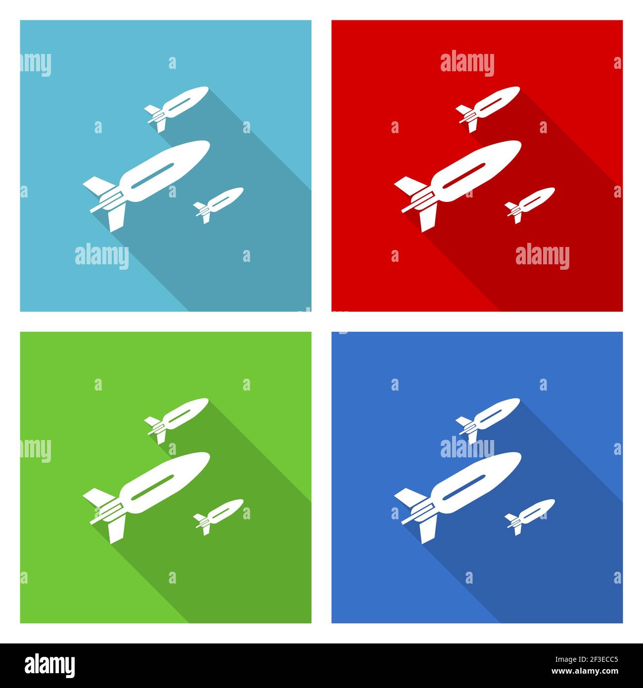 Missile, rocket, weapon, war icon set, flat design vector illustration ...