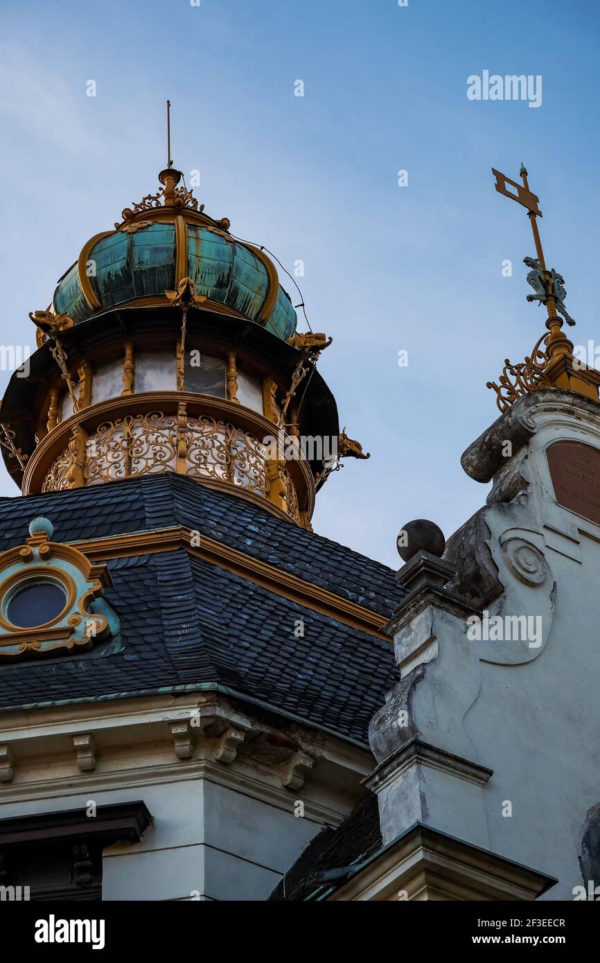 Spire Onion Dome of a Beautful Pavillion in Letna Park - Prague, Czechia Stock Photo