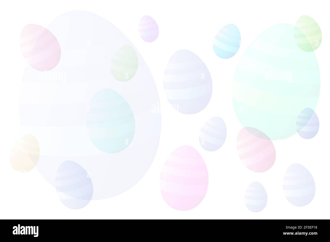 light pastel colored faded effect easter eggs over white background illustration Stock Photo