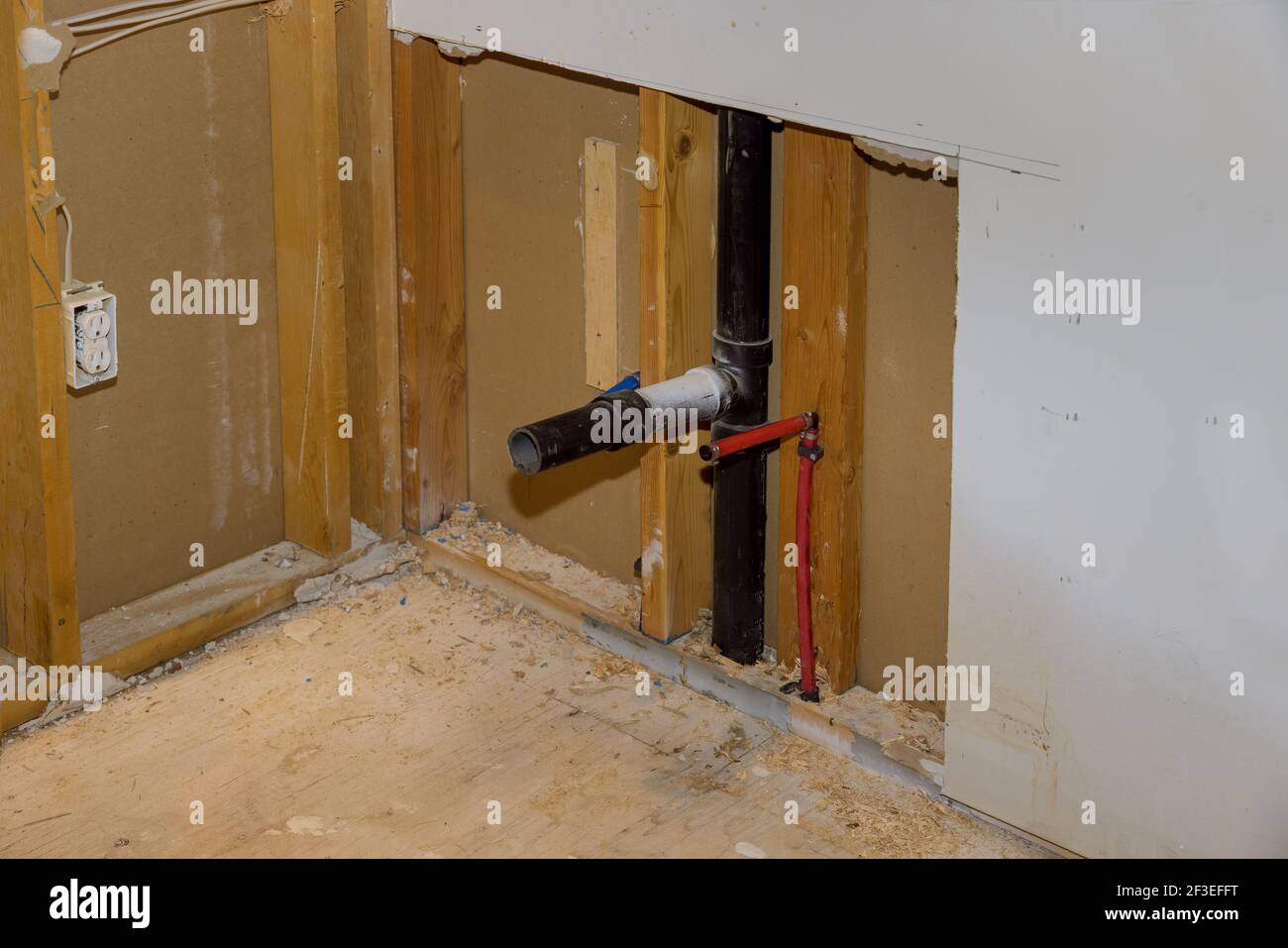 Repair of plastic polypropylene water pipes in hole in wall in home