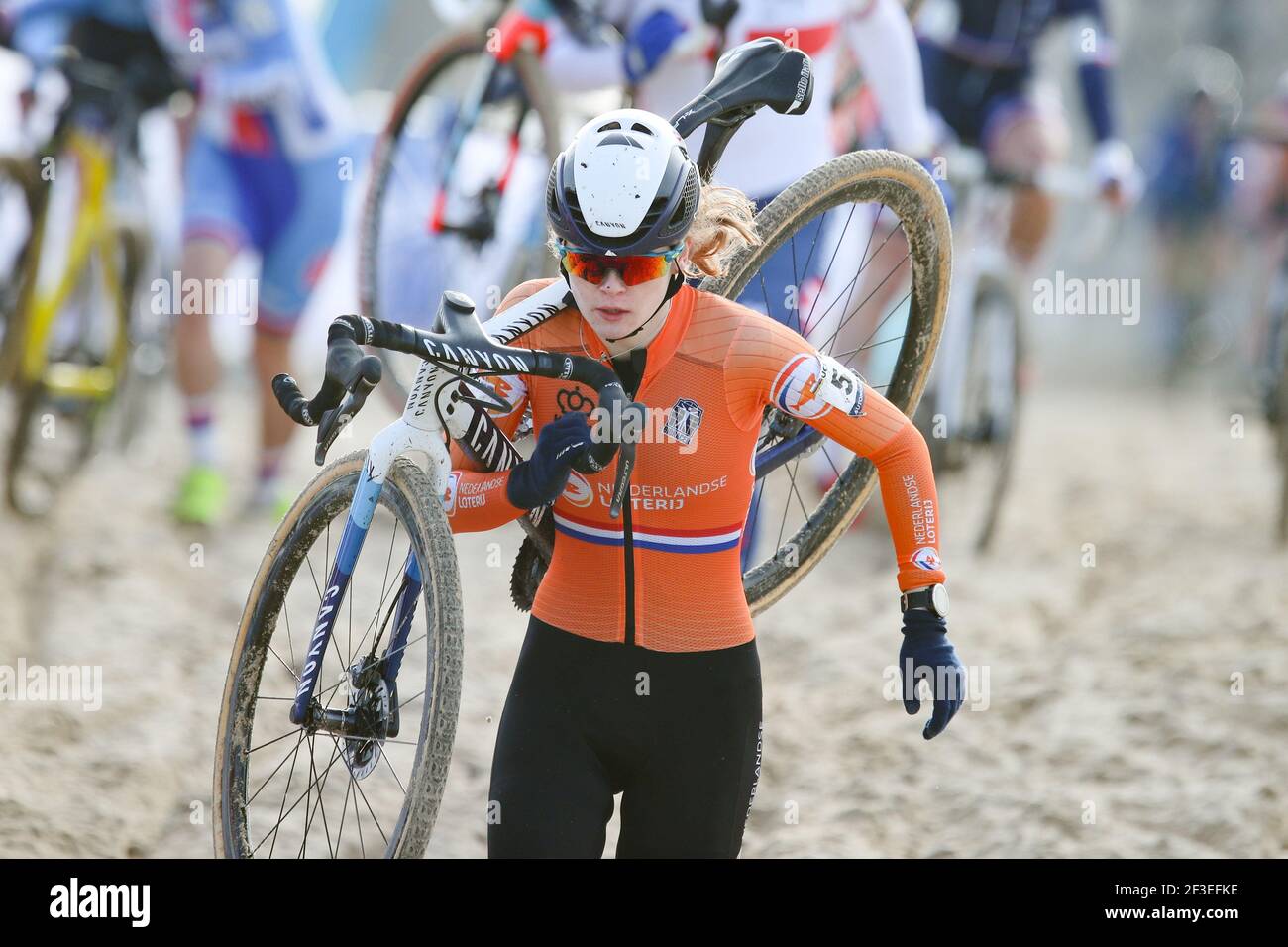 Puck Pieterse from Netherlands during the 2021 UCI Cyclo-Cross World Championships, Women Under 23, on January 31, 2021 in Oostende, Belgium - Photo Fabien Boukla / DPPI Stock Photo