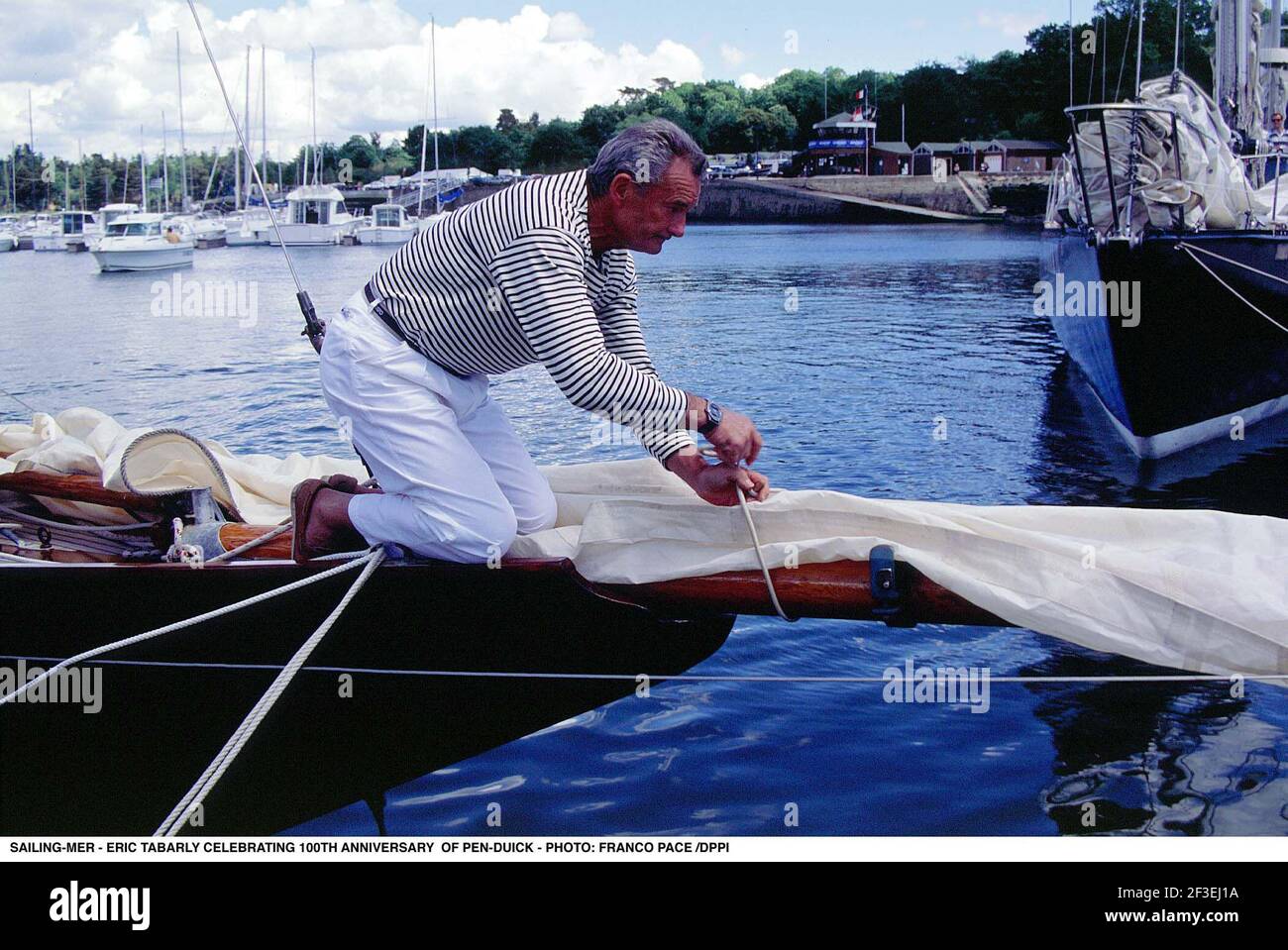 France Eric Tabarly and the Pen Duick model Old Photo 1980 France Eric Tabarly and the Pen Duick model Old Photo 1980