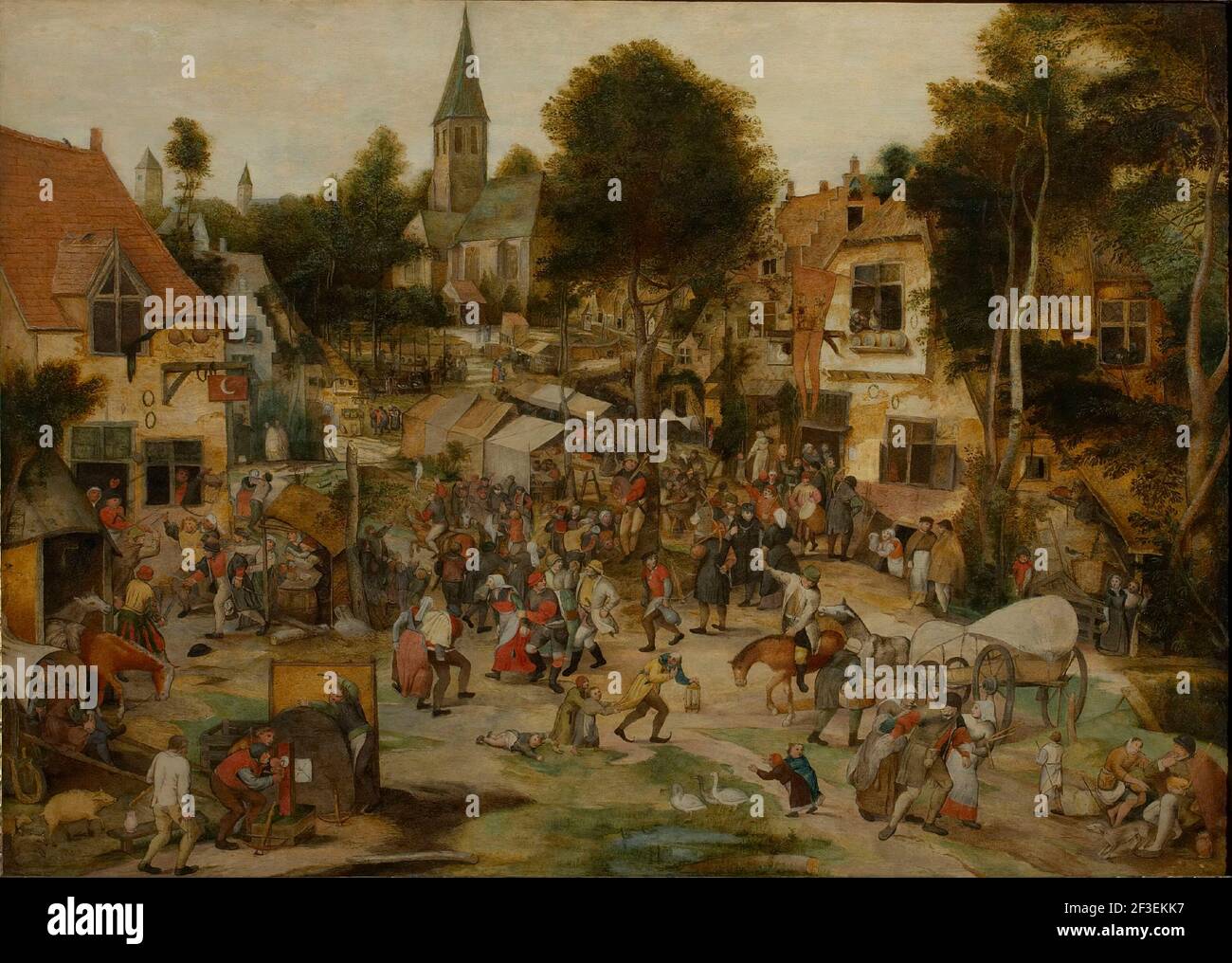 The Village Fair (Kermis), before 1565. Found in the collection of Szepmuveszeti Muzeum, Budapest. Stock Photo