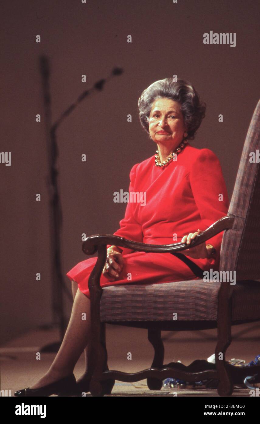 Retrospective on the life of former First Lady, Lady Bird Johnson during her years in Texas after the death of former President Lyndon Baines Johnson on January 22, 1973.  This photo shows Lady Bird celebrating her 80th birthday at the LBJ Library on December 5, 1992. She was born on December 22, 1912. ©Bob Daemmrich Stock Photo