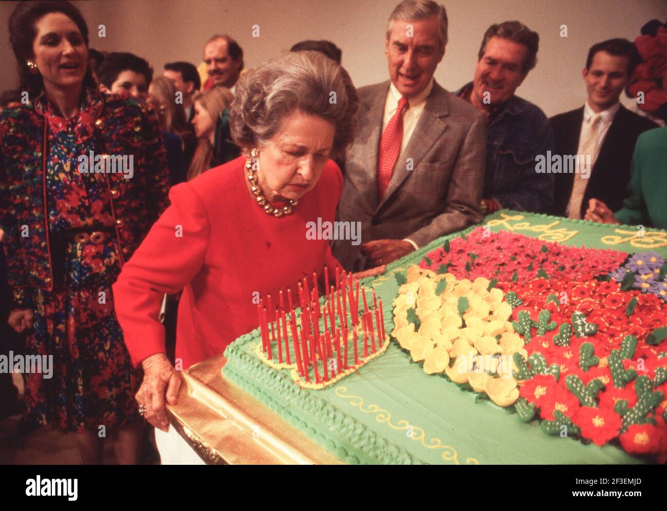Retrospective on the life of former First Lady, Lady Bird Johnson during her years in Texas after the death of former President Lyndon Baines Johnson on January 22, 1973. This photo shows Lady Bird celebrating her 80th birthday at the LBJ Library on December 5, 1992. She was born on December 22, 1912. Stock Photo