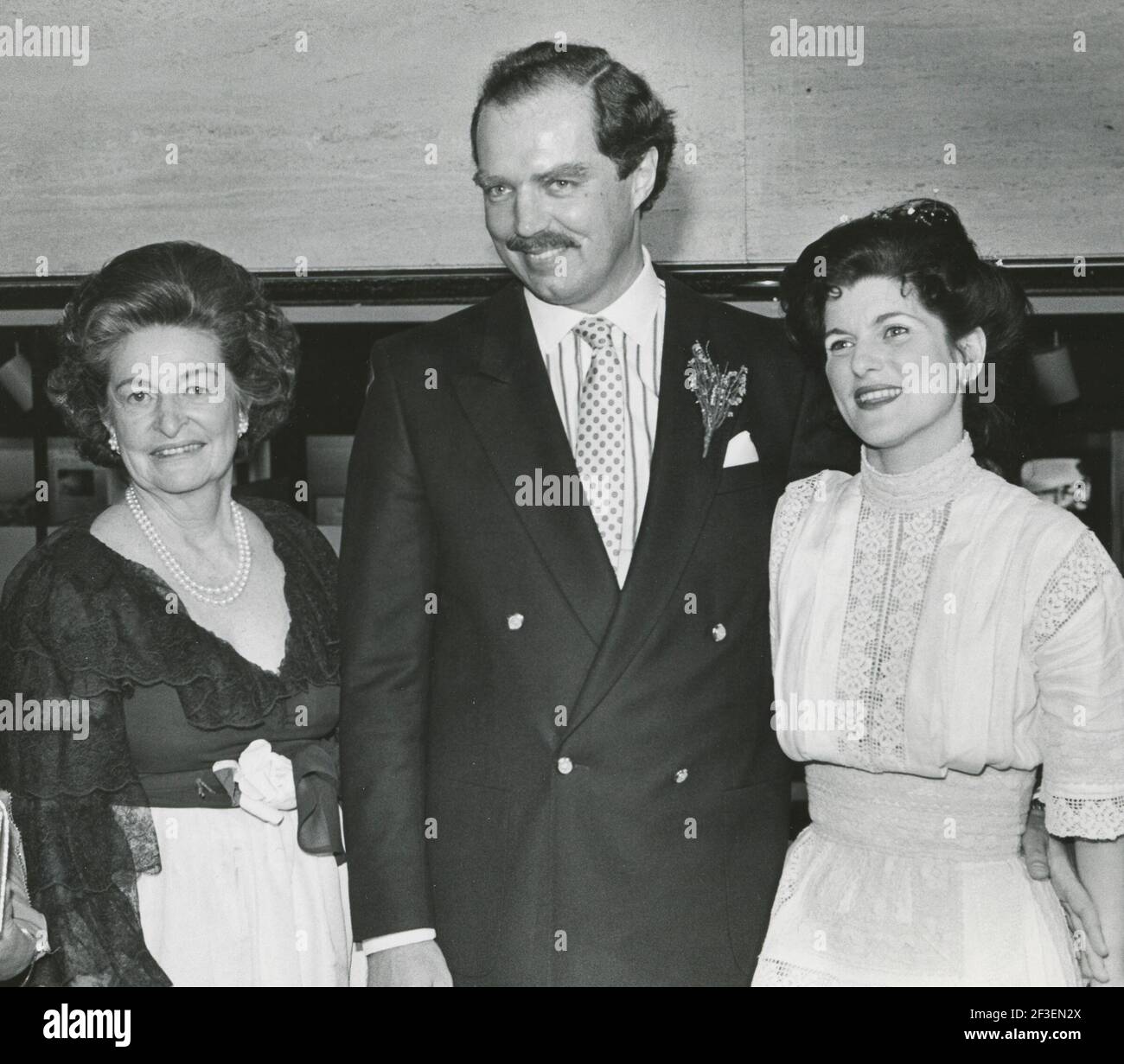 Retrospective on the life of former First Lady, Lady Bird Johnson during her years in Texas after the death of former President Lyndon Baines Johnson on January 22, 1973.  This photo shows Lady Bird Johnson (left) with her son-in-law Ian Turpin and daughter Luci Johnson (right). ©Bob Daemmrich Stock Photo