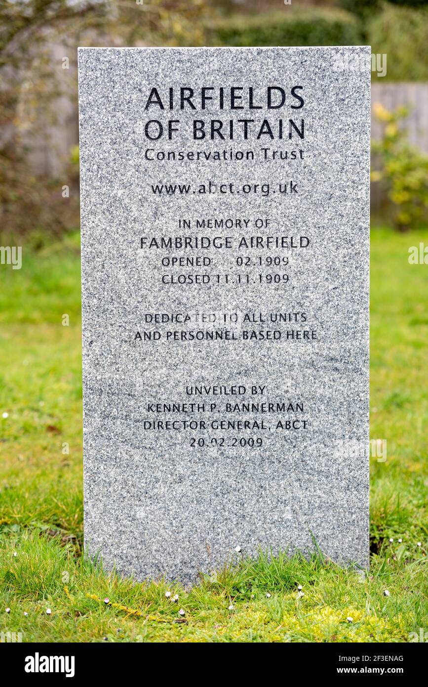 Memorial stone in South Fambridge, Essex, UK, probably home to Britain