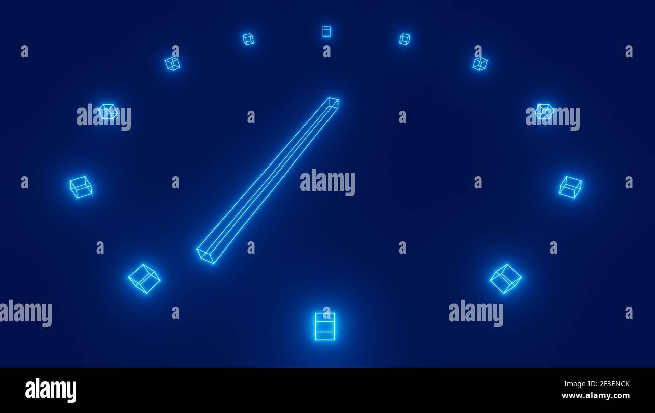 Stopwatch 3D dial, neon glow in perspective, 3D rendering Stock Photo ...