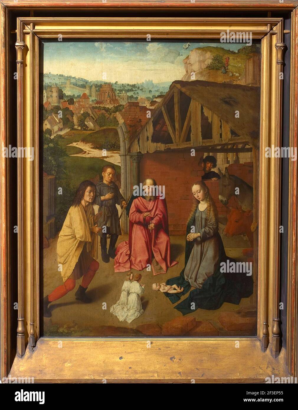 The Adoration of the Shepherds , ca 1485. Found in the collection of Szepmuveszeti Muzeum, Budapest. Stock Photo