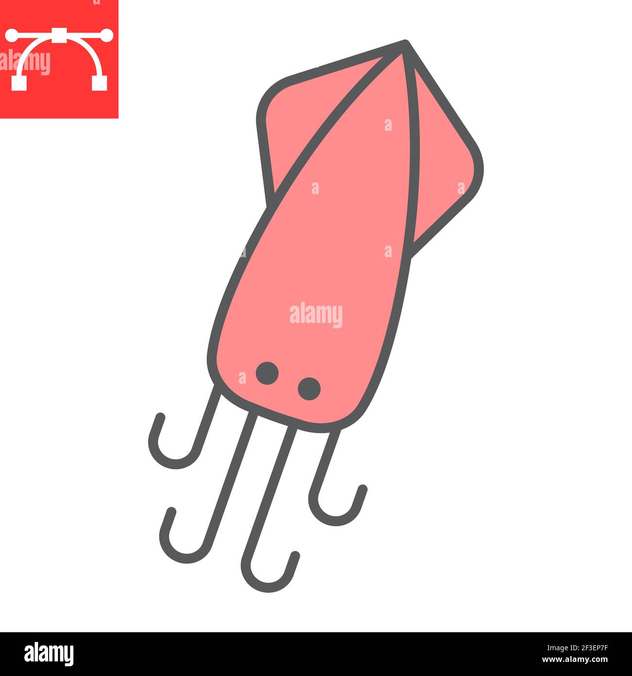 Squid color line icon, sea and ocean animals, Cuttlefish vector icon ...