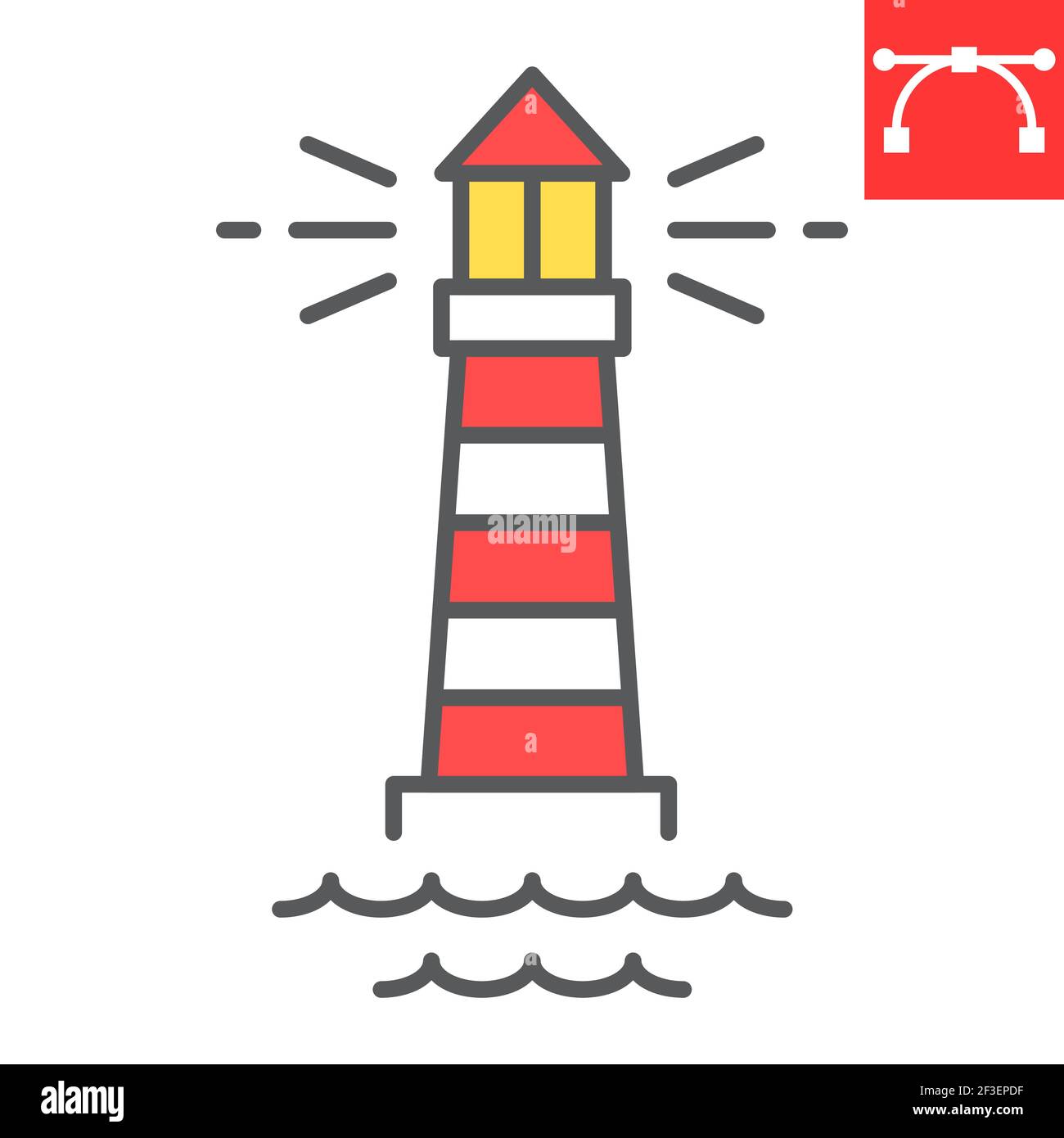 Lighthouse color line icon, sea and ocean, lighthouse vector icon, vector graphics, editable stroke filled outline sign, eps 10. Stock Vector