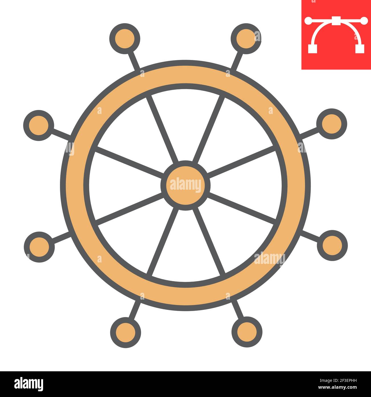 Ship steering wheel color line icon, boat wheel and ocean, helm vector ...
