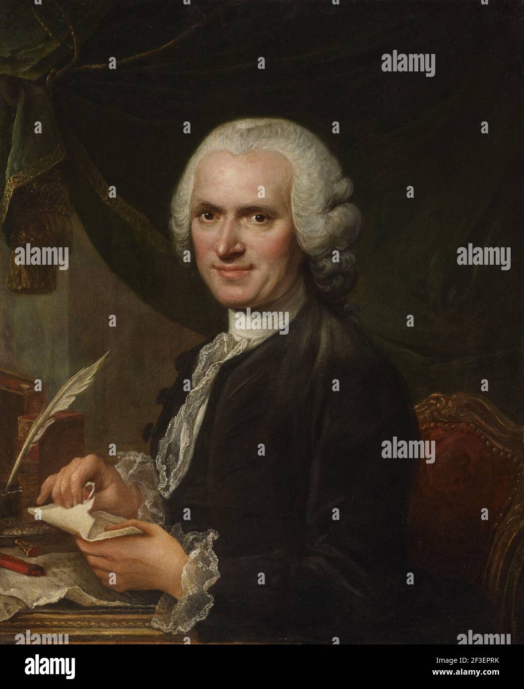 Portrait of Jean-Jacques Rousseau (1712-1778). Private Collection Stock