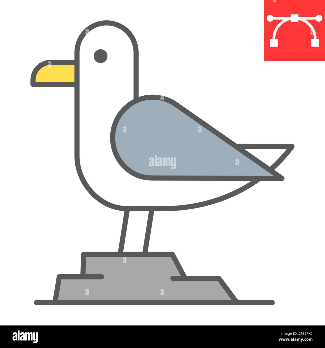Seagull color line icon, sea and herring gull, seagull vector icon
