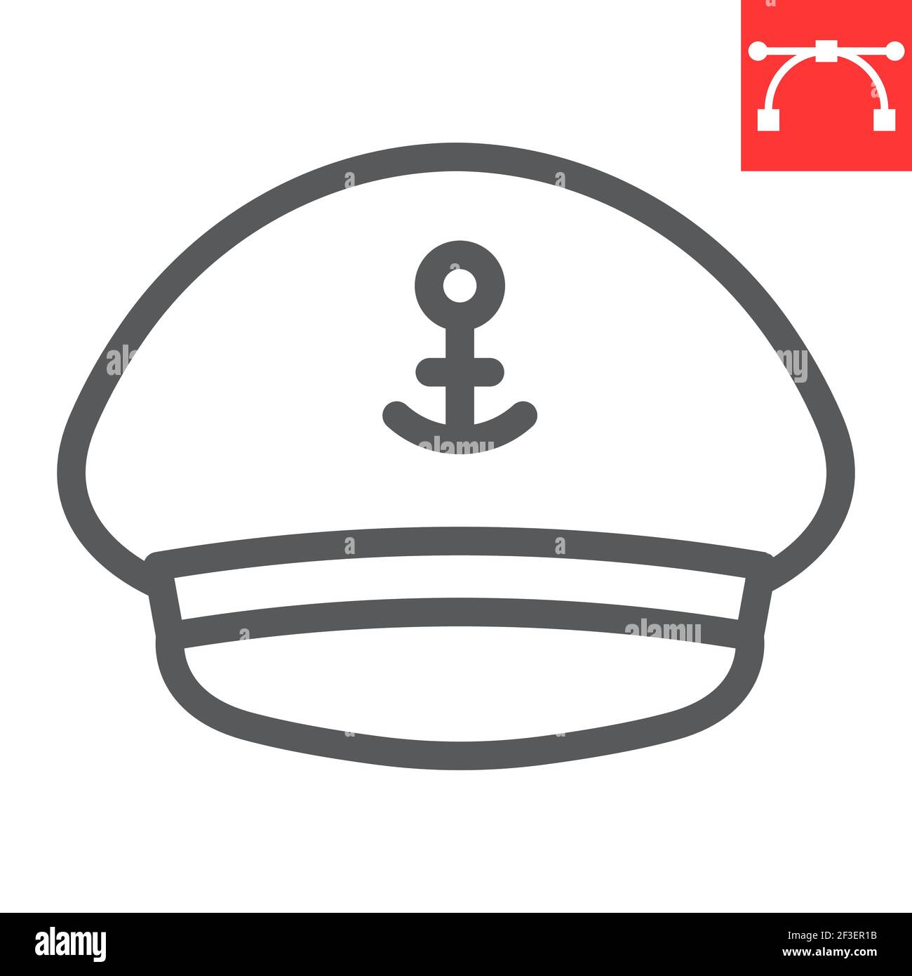 Captain hat line icon, sea and uniform, captain cap vector icon, vector