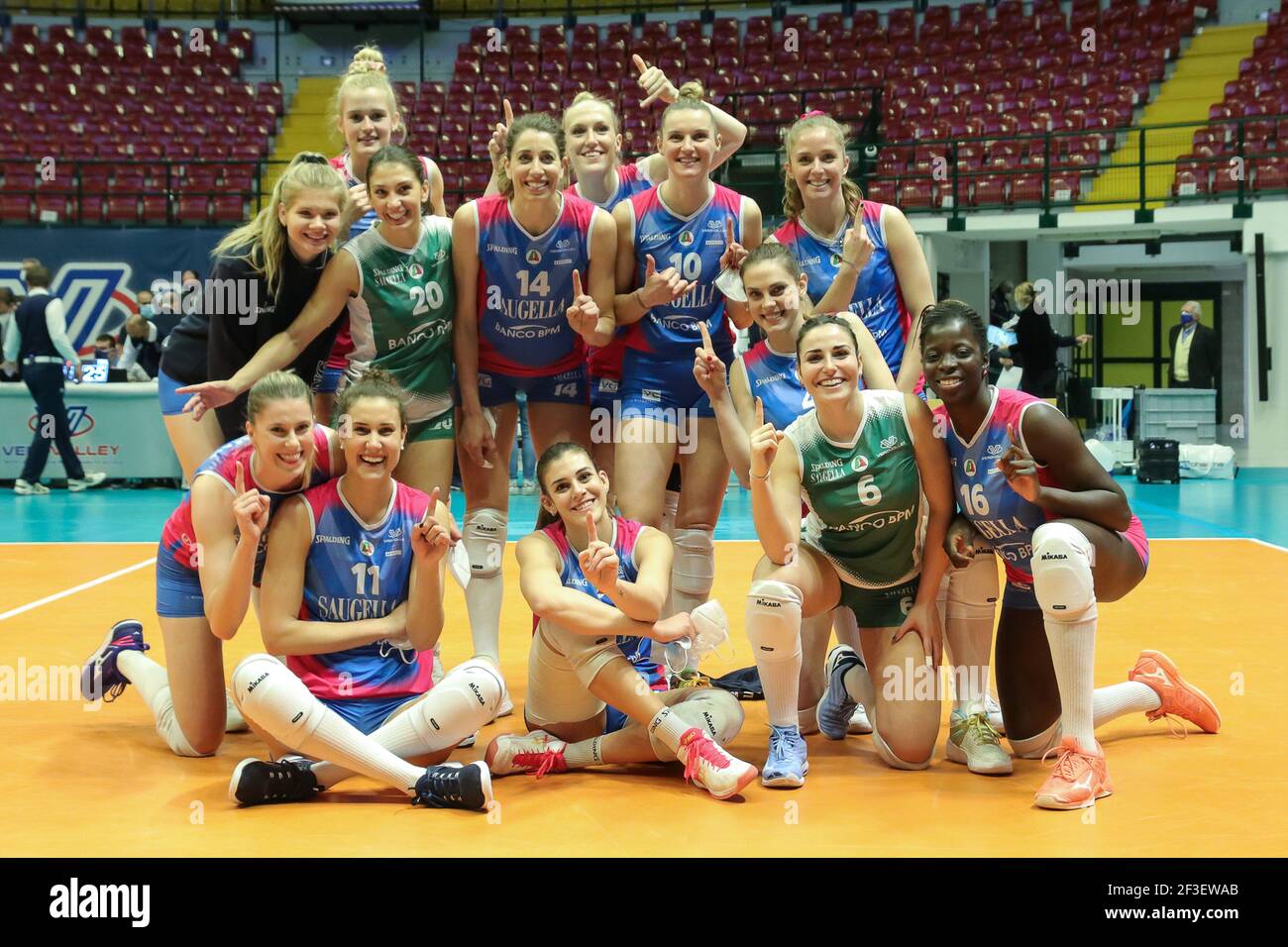 team Saugella Monza after the victory during Saugella Team Monza vs  Galatasaray Istanbul, Volleyball CEV Cup Women Championship in Monza (MB),  Italy, March 16 2021 Stock Photo - Alamy