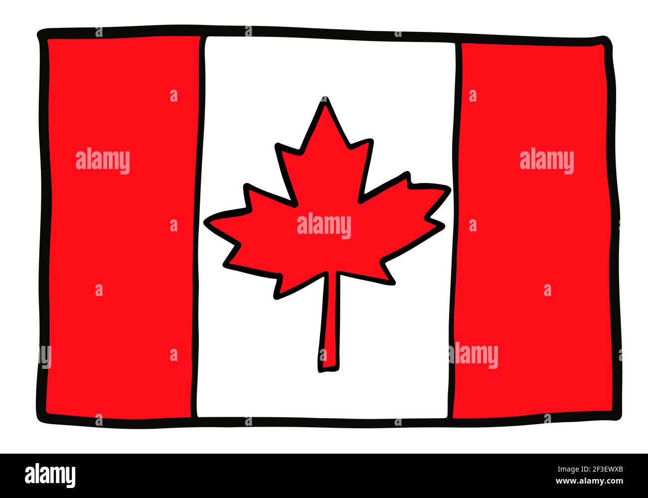 Hand drawing Canadian flag sketch. Vector doodle illustration Stock Vector