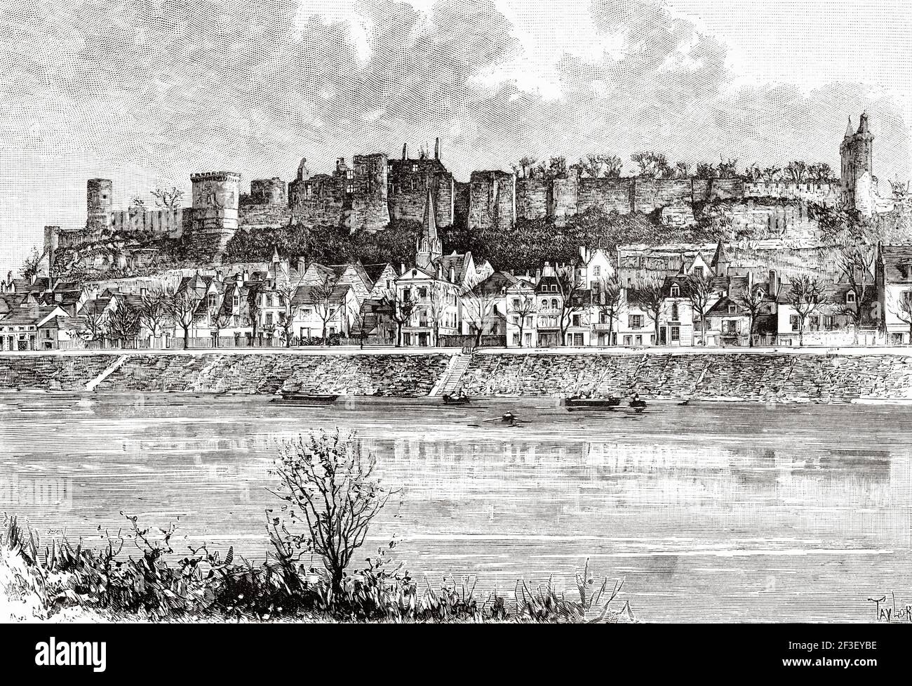 Chateau De Chinon Panoramic View Castle And River Vienne At The City Of Chinon Indre Et Loire Pays De La Loire Loire Valley Unesco World Heritage Site France Europe Old 19th Century Engraved Illustration Chateau De Chinon Panoramic View Castle And River Vienne At The City Of Chinon Indre Et Loire Pays De La Loire Loire Valley Unesco World Heritage Site France Europe Old 19th Century Engraved Illustration