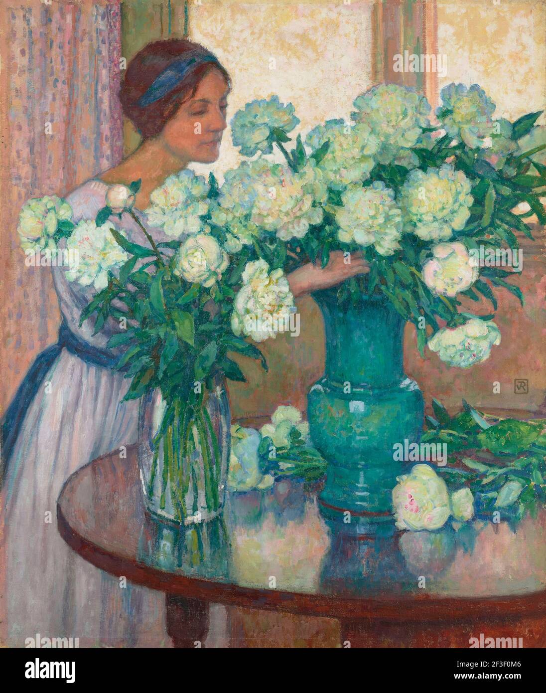 Les Pivoines blanches (White peonies). Private Collection. Stock Photo