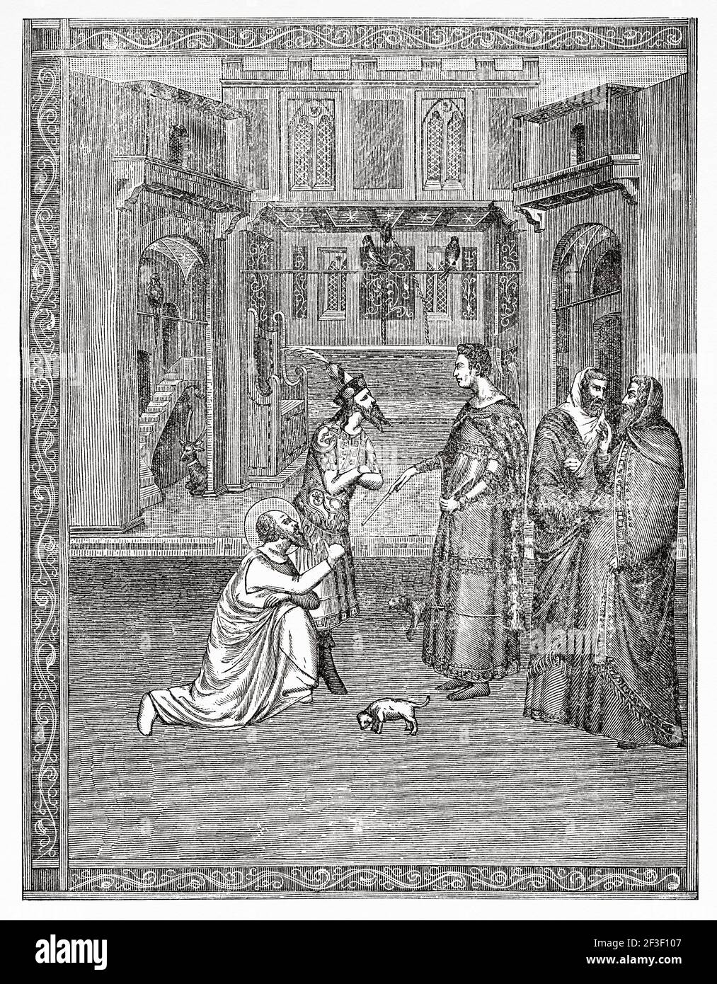 Joseph of Arimathea Before Pilate. Joseph of Arimathea and Nicodemus, disciples of the Lord, asking Pilate for permission to collect the body of Jesus. Old 19th century engraved illustration from Jesus Christ by Veuillot 1890 Stock Photo
