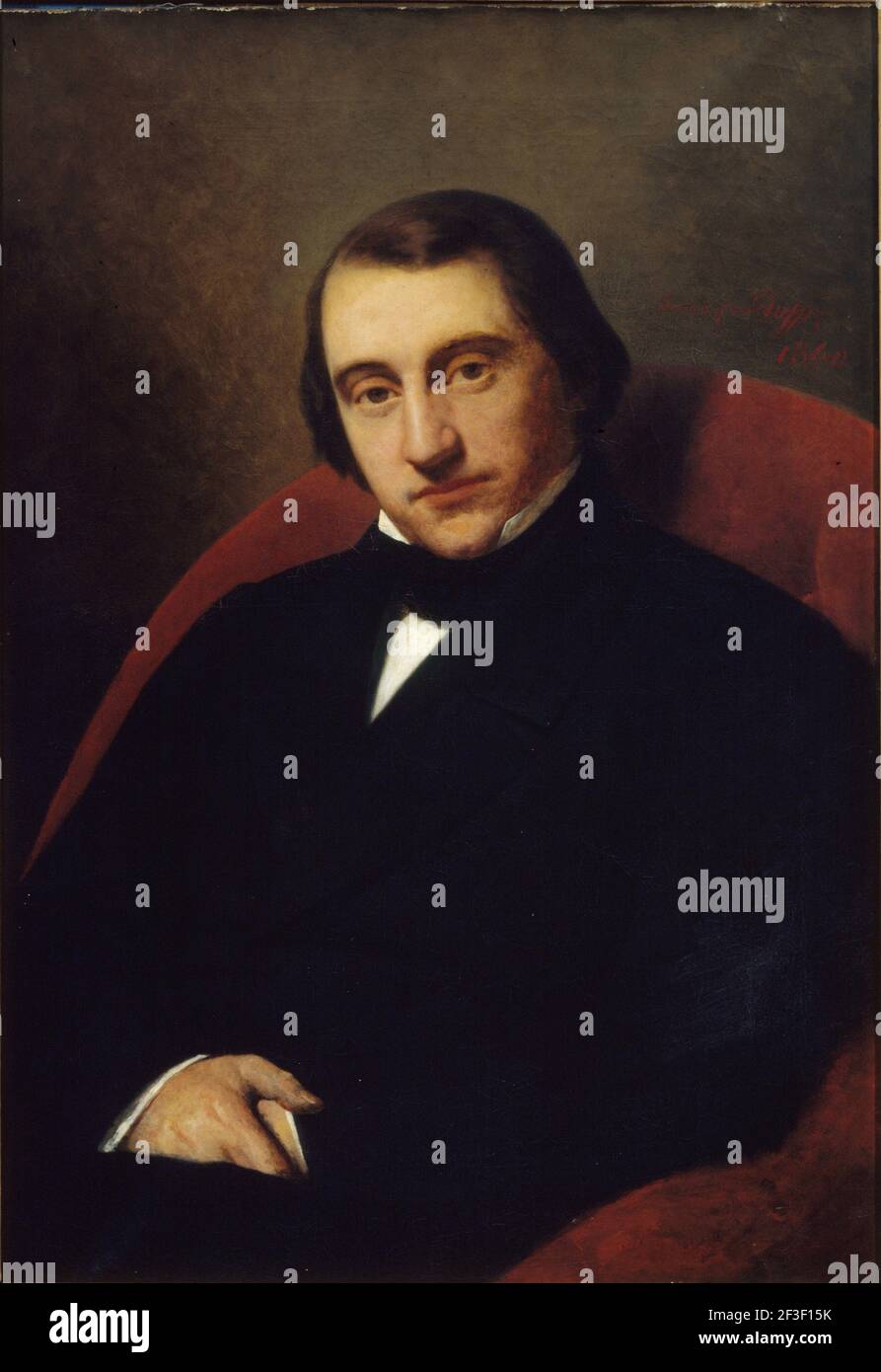 Portrait of Ernest Renan (1823-1892), 1860. Found in the collection of Mus&#xe9;e de la Vie romantique, Paris. Stock Photo