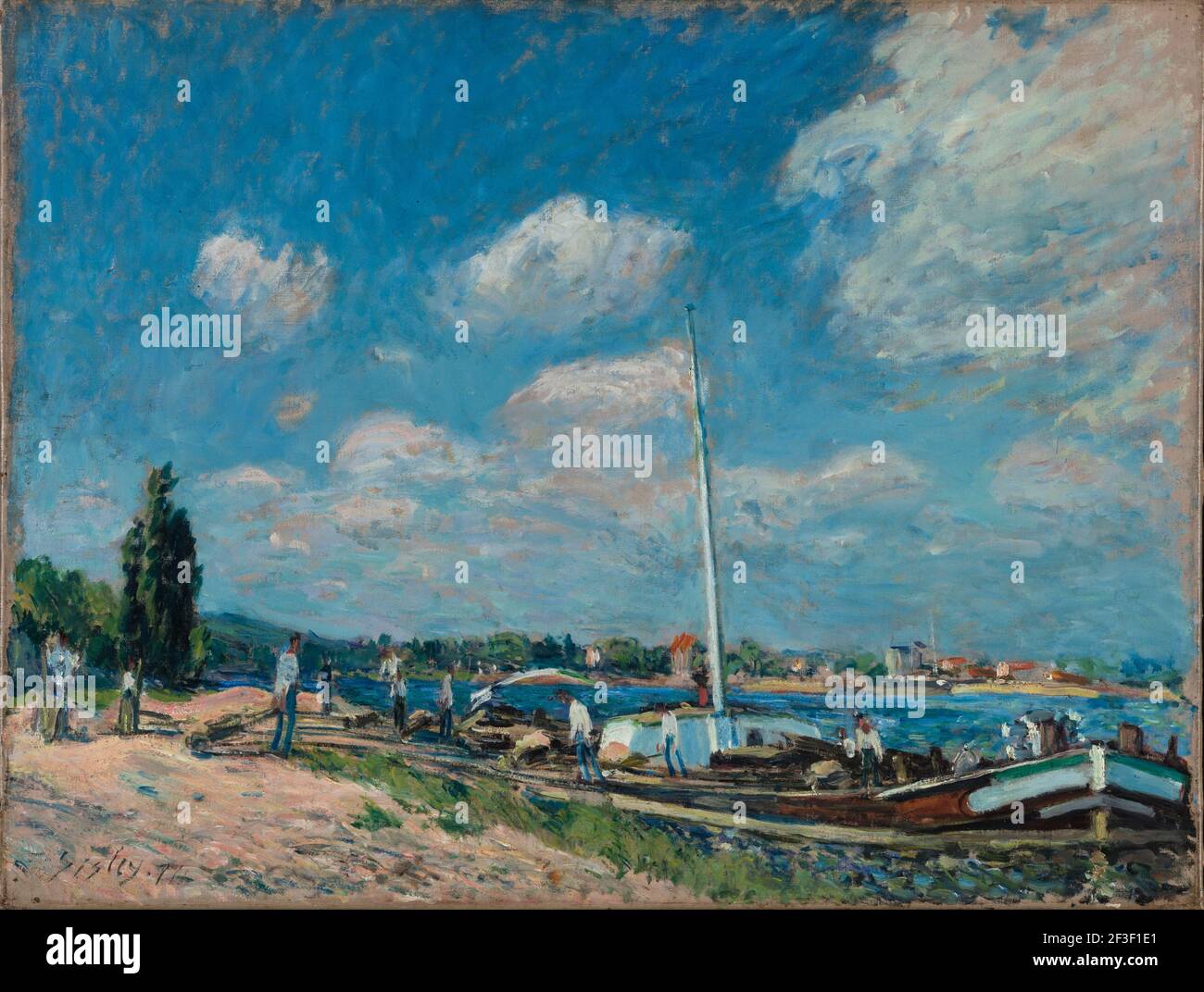 Unloading Barges at Billancourt, 1877. Found in the collection of