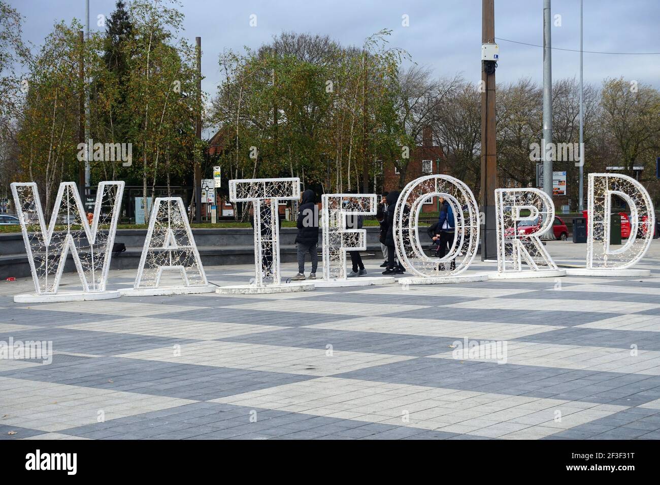 View of a huge name sign in The Parade Watford Stock Photo