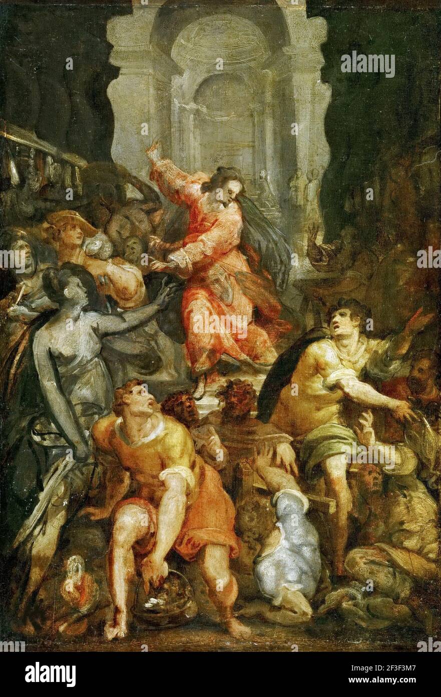 Christ Driving the Money Changers from the Temple, ca 1588. Found in the collection of Art History Museum, Vienne. Stock Photo