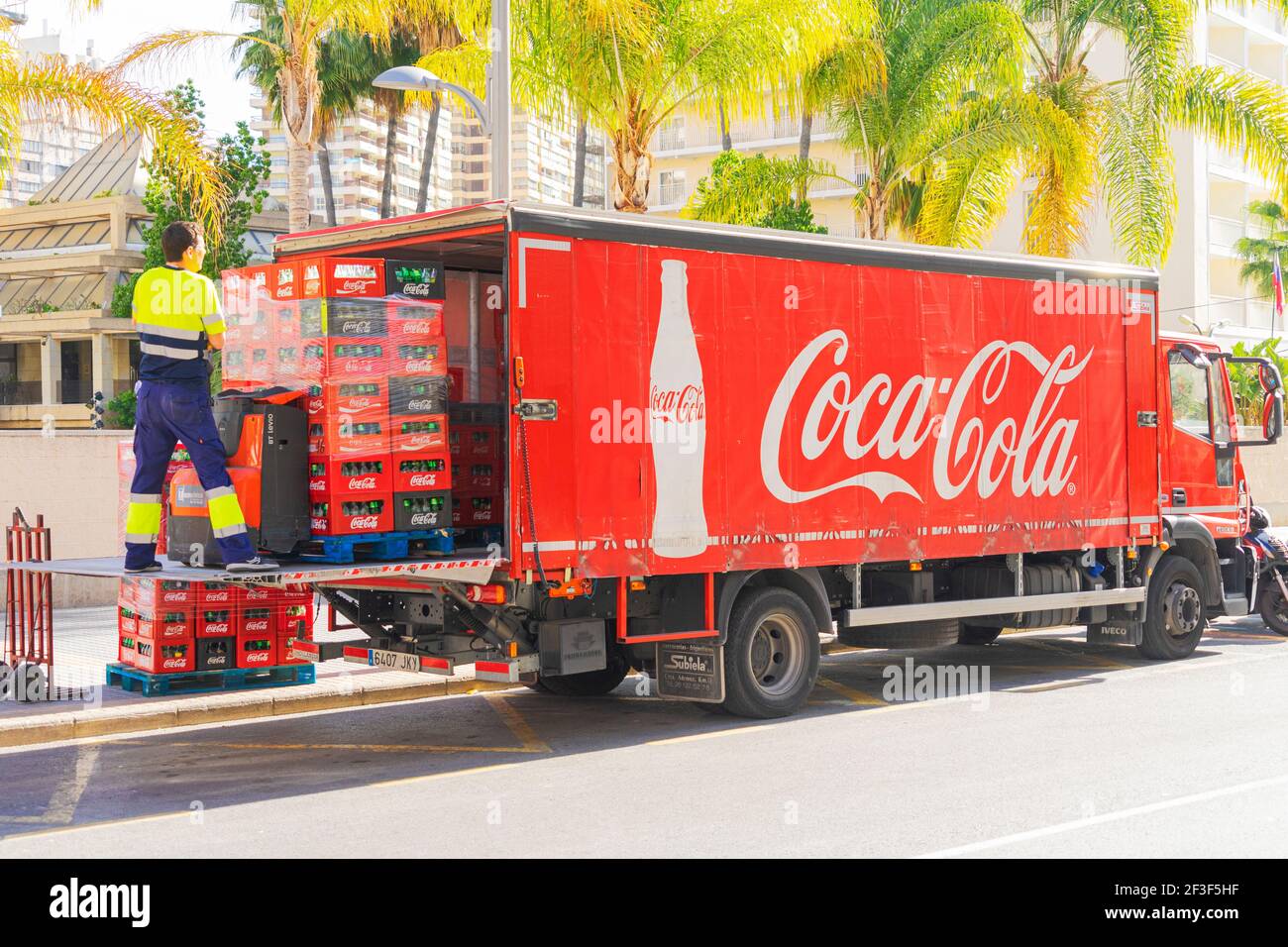 Coke delivery truck man street soda hires stock photography and images