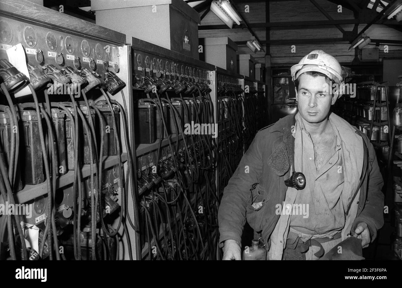 Miner preparing for a shift at Monkwearmouth Colliery Stock Photo