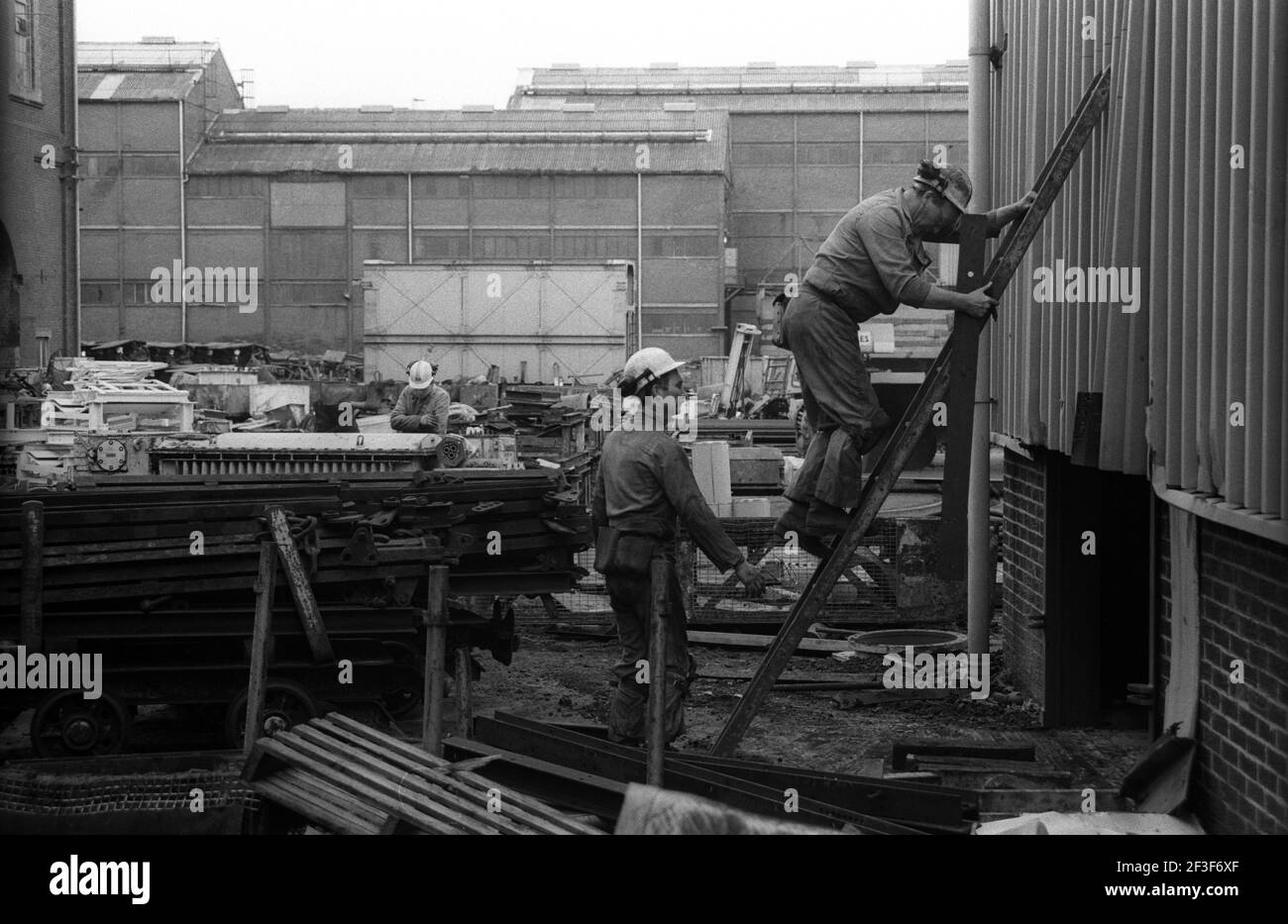 laborer's working on exterior panels at Monkwearmouth Colliery Stock Photo