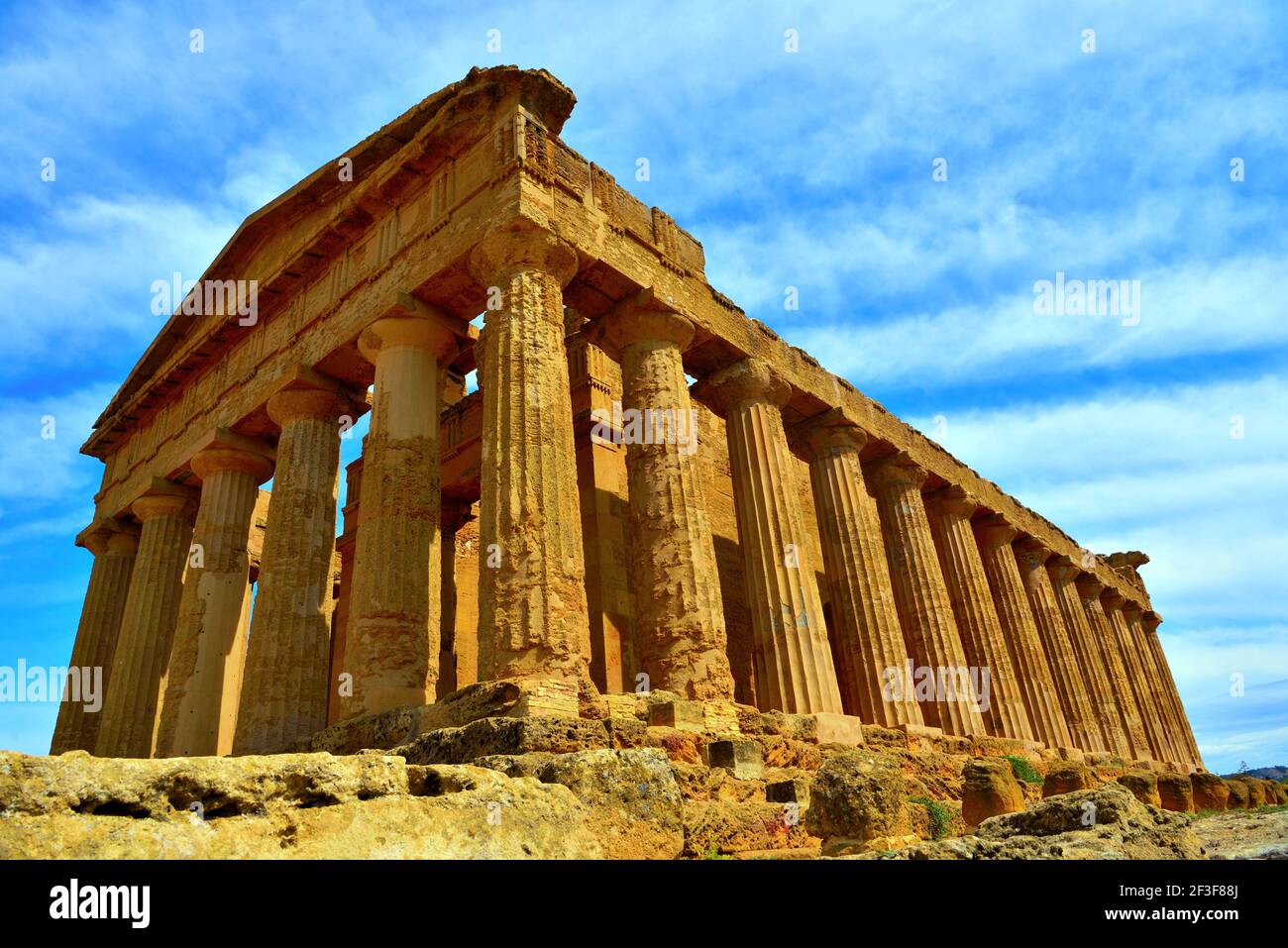 The Temple of Concordia is a Greek temple Valley of the Temples Agrigento Sicily Italy Stock Photo