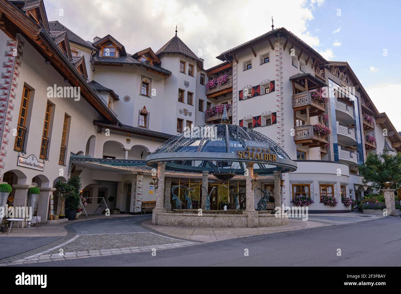 Schalber hotel in Austrian mountain village Serfaus. Tirol, Austria -  August 24, 2020 Stock Photo - Alamy