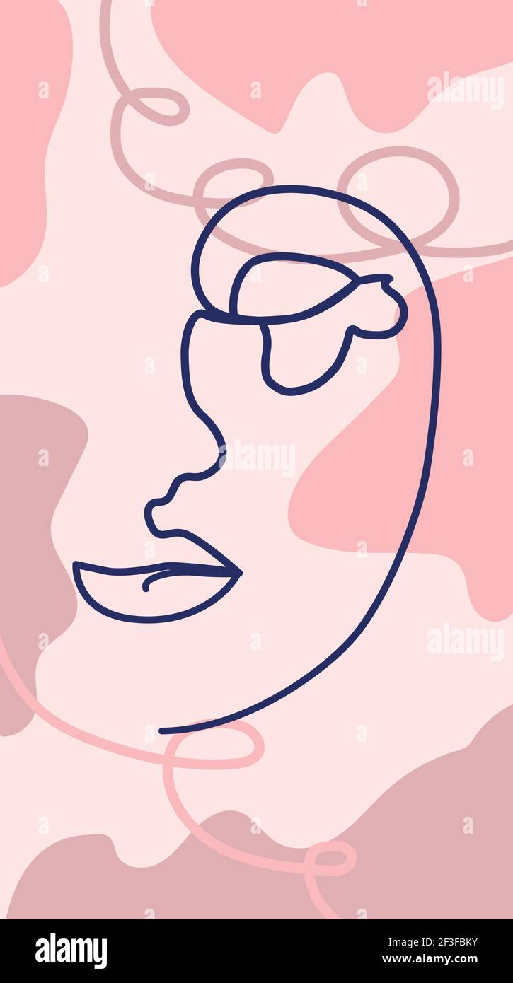 Woman's Face Minimal Line Style. Abstract Contemporary collage of ...