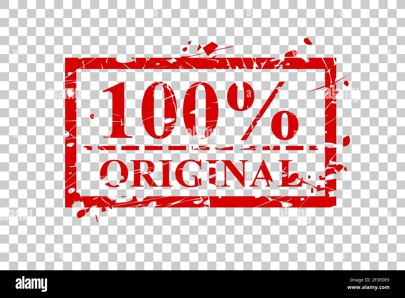 Vector Scratch Red Rectangle Rubber Stamp, 100% Original, at Transparent effect Background Stock Vector
