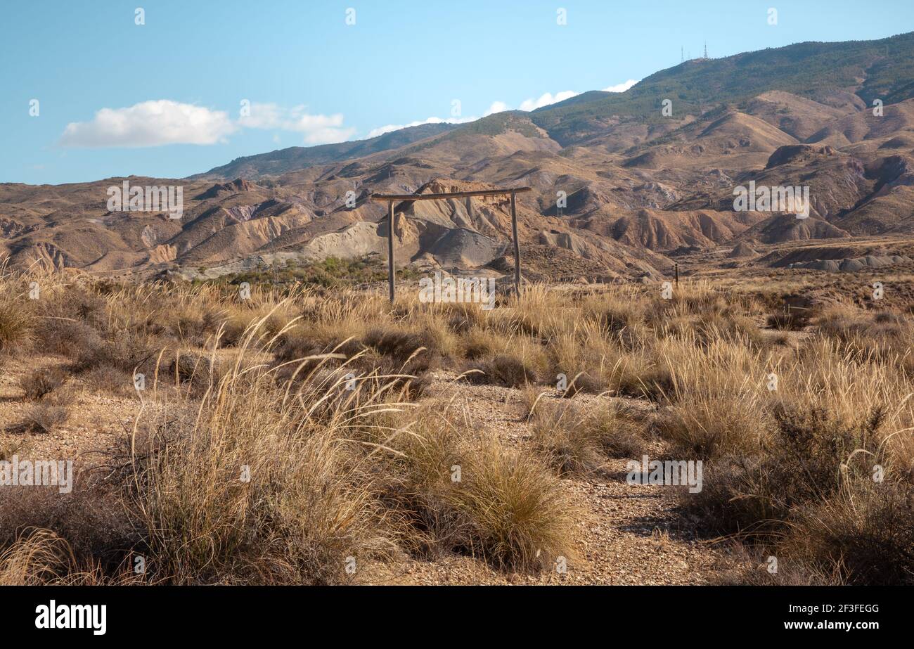 Tabernas Desert Film set location Almeria Spain Nature Adventure Travel Europa Stock Photo